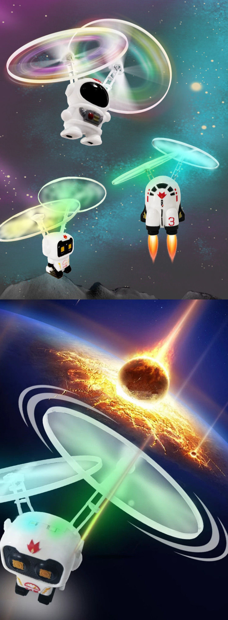 dropship Creative Mini Astronaut Drone Cartoon Spaceman Flying Robot Toys with USB Charging Hand Control Helicopter Kids Gift