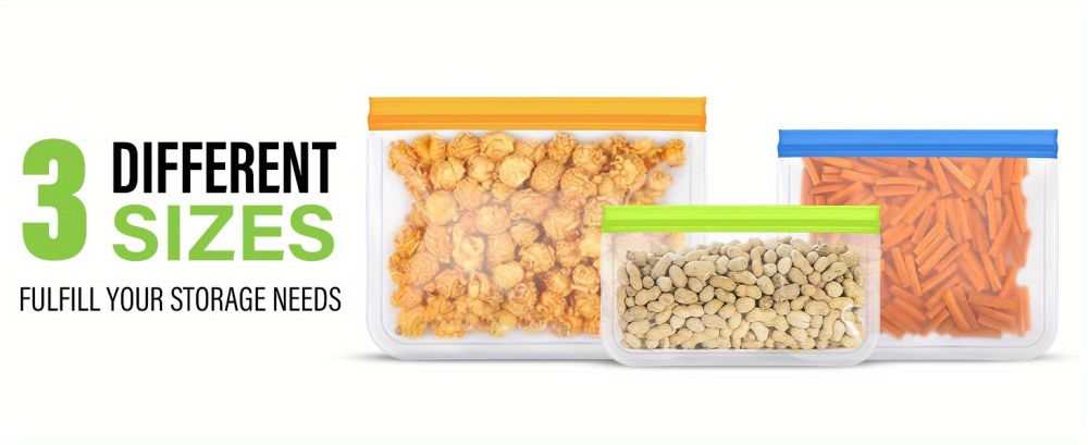 dropship 10pcs Reusable Food Storage Bags; BPA Free Flat Reusable Freezer Bags; Snack/Sandwich Bags Food Grade; Leakproof Storage Bags For Lunch; Marinate; Keep Fresh; Food Storage