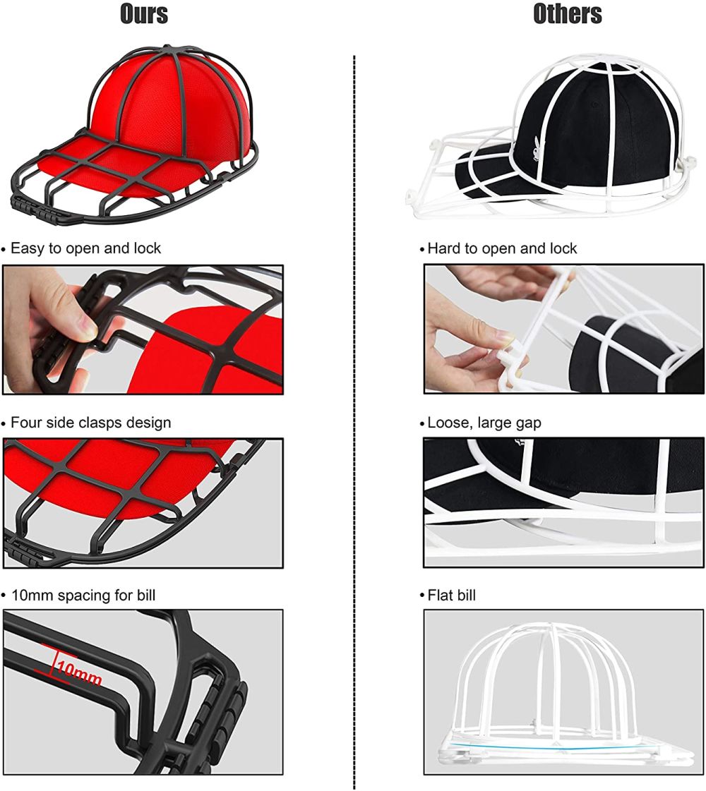 dropship Shaper Protector Multifunctional Baseball Cap Washer Fit for Adult/Kid's Hat Washer Frame/Washing Cage Double-deck Hat Cleaners