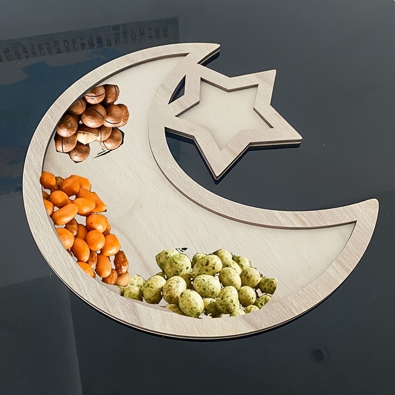 dropship 1pc, Eid Al-Fitr Dessert Tray, Stars And Moon Wooden Ornaments, Ramadan Ornaments, Ramadan Kareem, Holiday Accessory, Birthday Party Supplies, Room Decor, Random Color