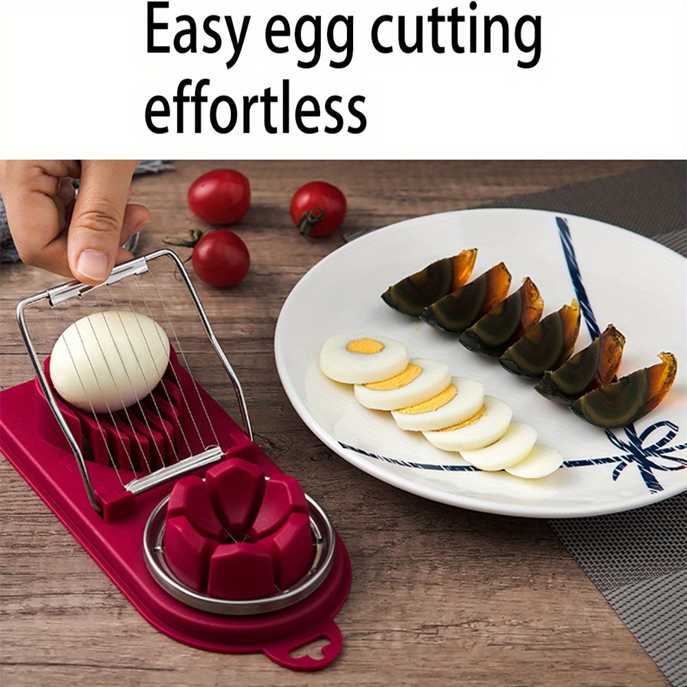 dropship 1pc Multifunctional Egg Cutter; Stainless Steel Egg Slicer Sectioner Cutter Mold; Flower-Shape Luncheon Meat Cutter; Kitchen Gadgets