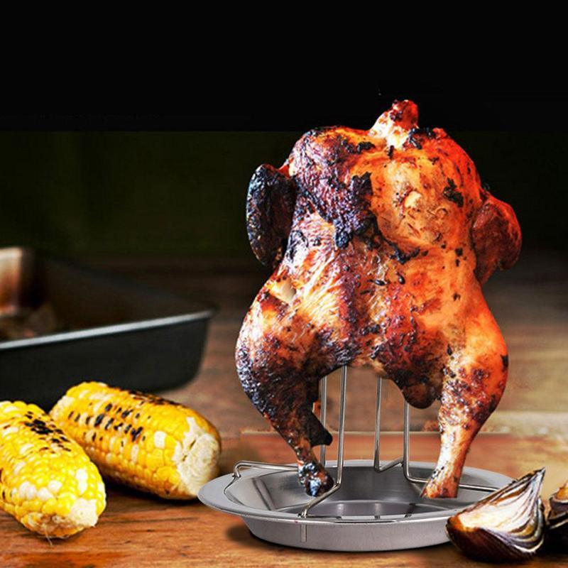 dropship 1 Pc Grilled Chicken Rack Barbecue Grillen Cooking Camping Roaster Bbq Rack Accessories Outdoor Rack Chicken Non-stick Pan