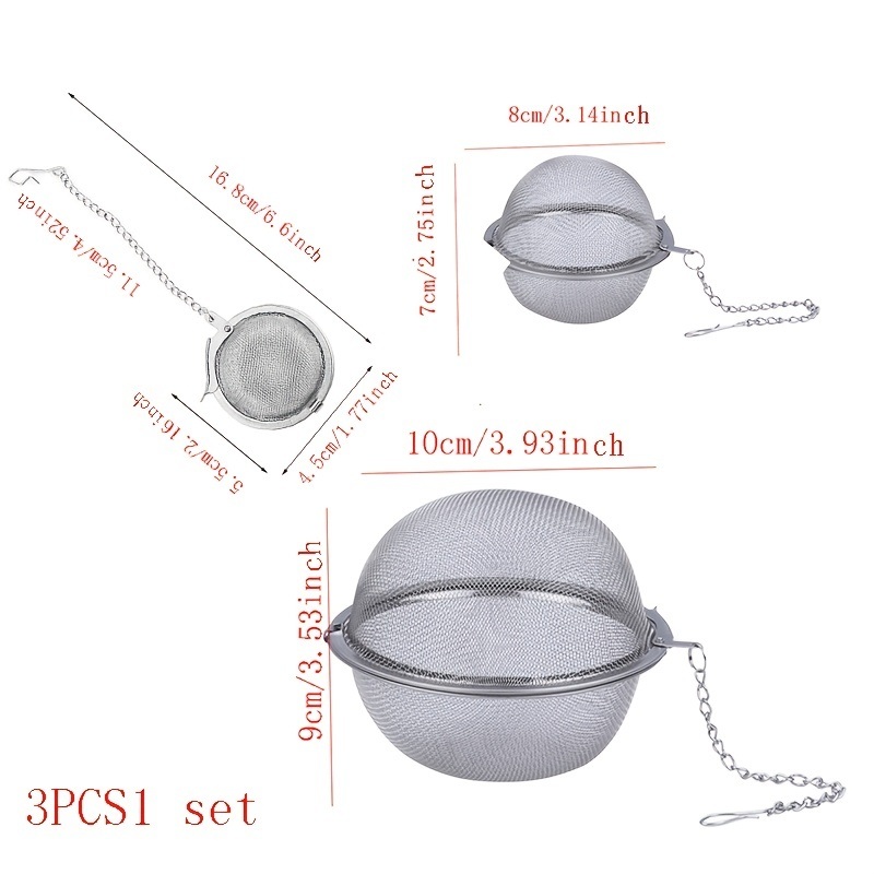 dropship 1pc/3pcs; Stainless Steel Seasoning Ball; Household Tea Ball