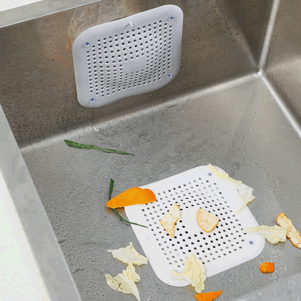 dropship Square Hair Drain Cover for Filter Shower; Drain Protection Flat Strainer Stopper with 4 Suction Cups; Sink Drain for Bathroom