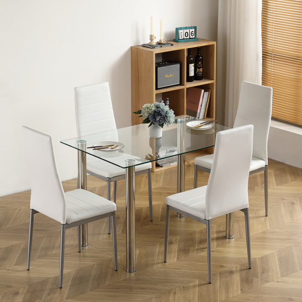 dropship 110CM Clear Color Dining Table Set (This product will be split into two packages) (replace 64512970)