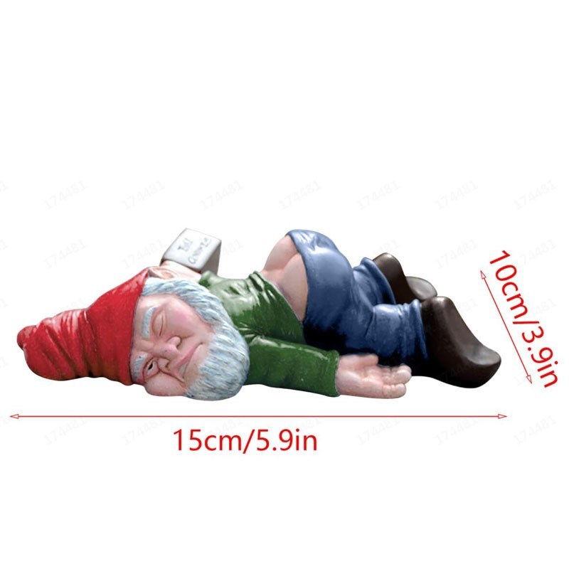 dropship 1pc Drunken Garden Gnome Statue; 5.91inch Resin Garden Gnome Crafts; Garden Decoration; Creative Garden Statue Decor; Weatherproof Funny Garden Gnome Ornament For Outdoor Indoor