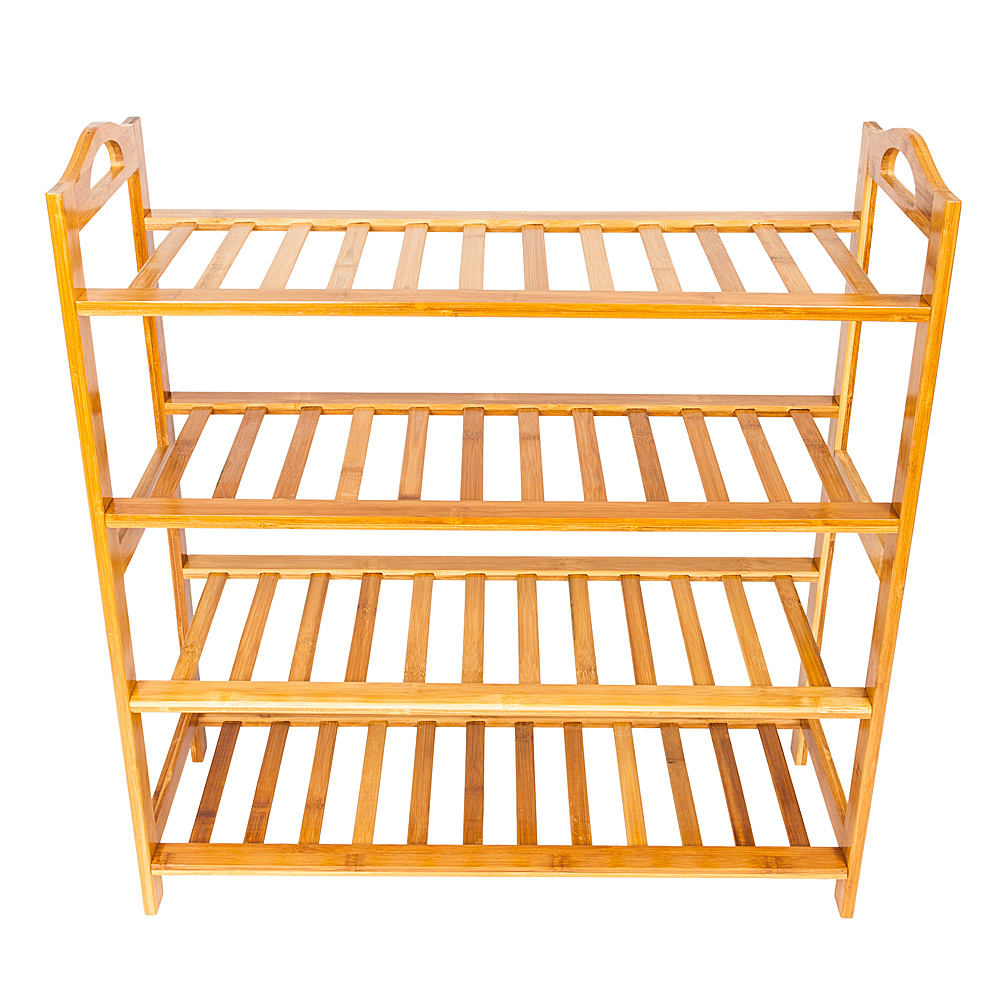 dropship Bamboo Shoe Rack 4-Tier Entryway Shoe Shelf Storage Organizer for Home & Office Easy to Assemble Wood Color