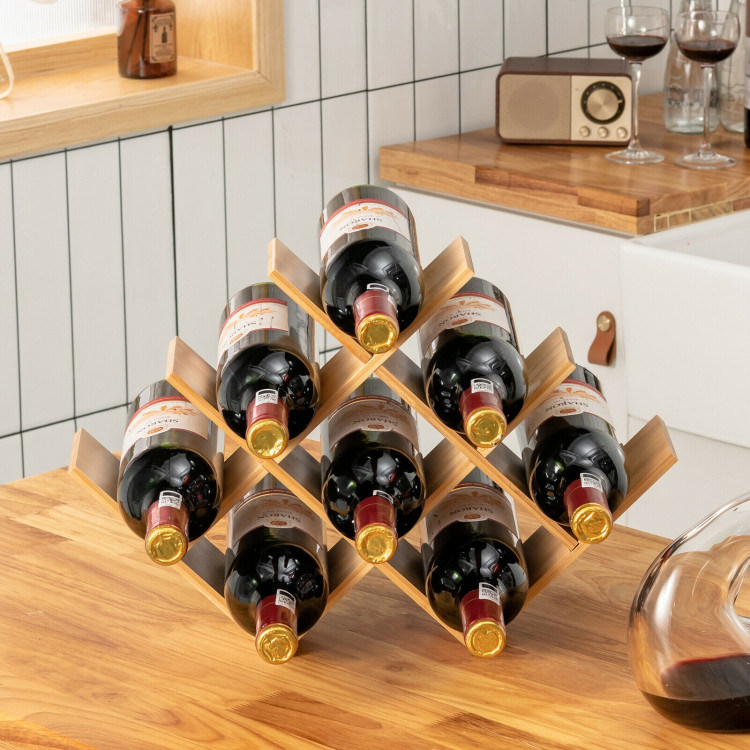 dropship Kitchen Natural Bamboo Products Wine Rack Display Storage Holder Shelf
