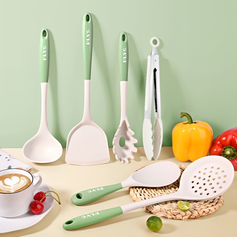 dropship 4pcs/5pcs/7pcs Food Grade Silicone Spatula Non-stick Pan Special Cooking Shovel; Kitchen Utensils Set; Household Soup Spoon Leak Spoon; Kitchen Tools