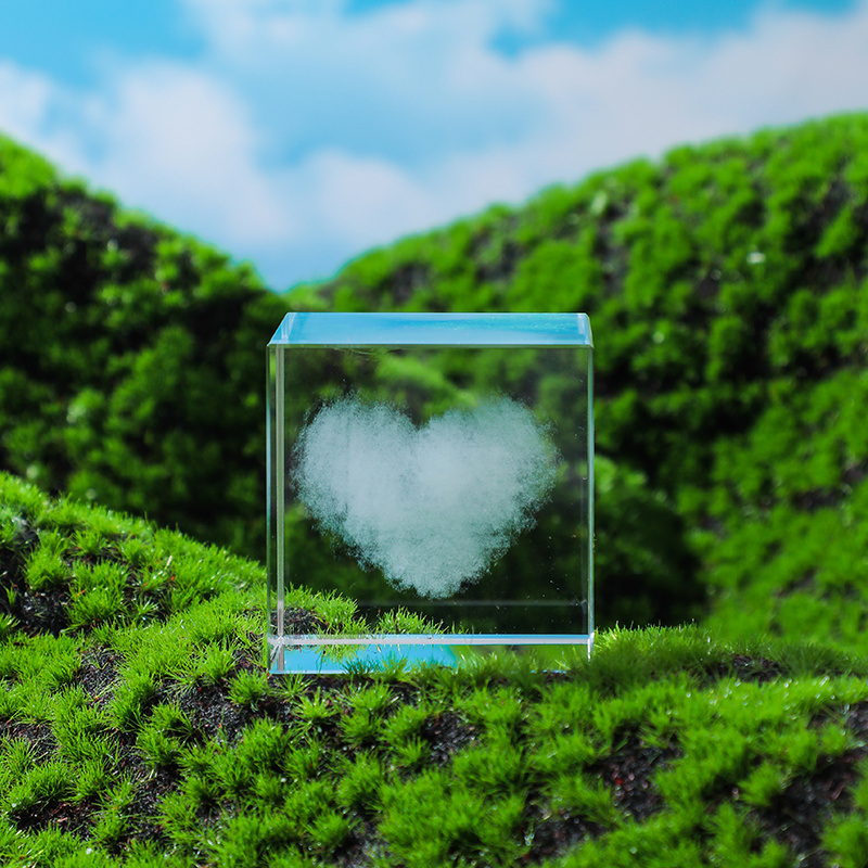 dropship Moon; Cloud; 3D Cube Engraved Crystal Craft Ornaments; Desktop Bedroom Decorations; Creative Birthday Gifts