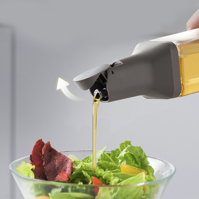dropship 1pc 500ml/16.9oz Oil And Vinegar Bottle; Automatic Opening And Closing Oil Pot; Anti-leakage Anti-hanging Oil Household Kitchen Soy Sauce Vinegar Oil Tank; Gravity Oil Bottle