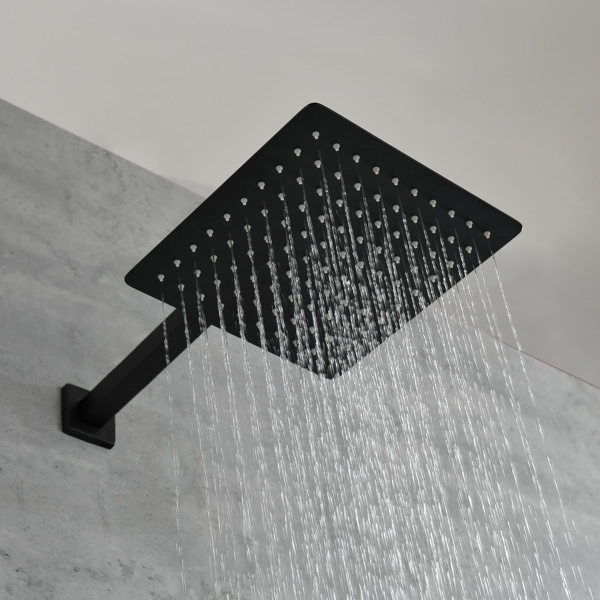 dropship Brass Matte Black Shower Faucet Set Shower System 10 Inch Rainfall Shower Head with Handheld Sprayer Bathroom Luxury Rain Mixer Combo