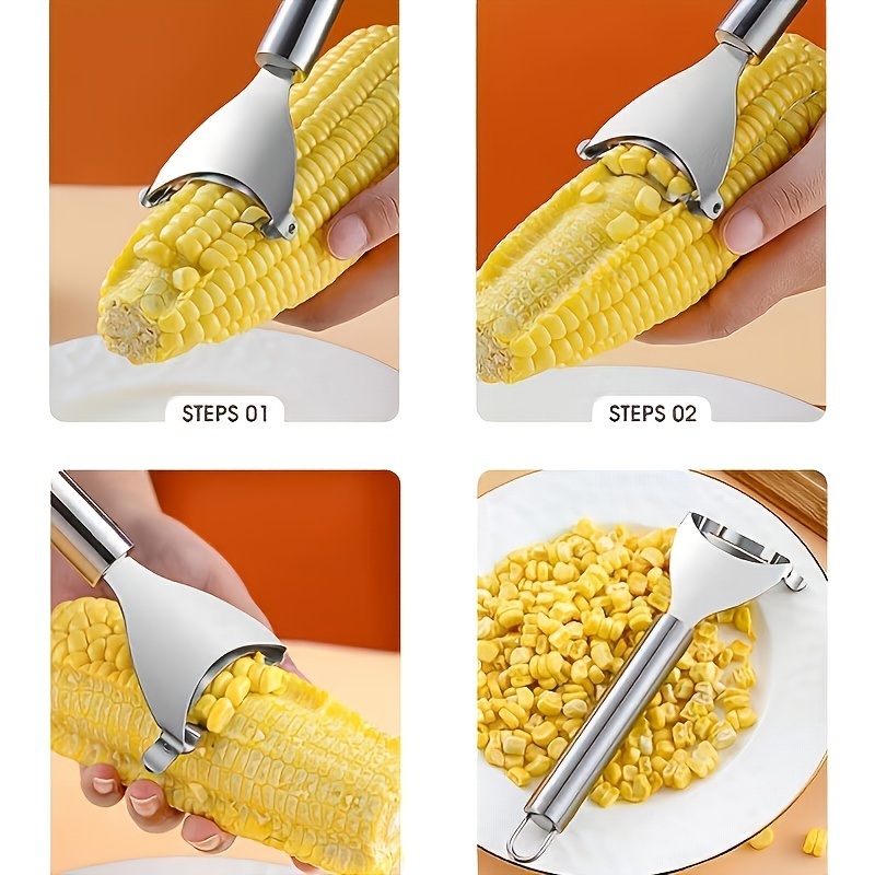 dropship 1pc Stainless Steel Corn Planer; Corn Peeler; Cob Remover Tool With Ergonomic Handle; Kitchen Gadgets