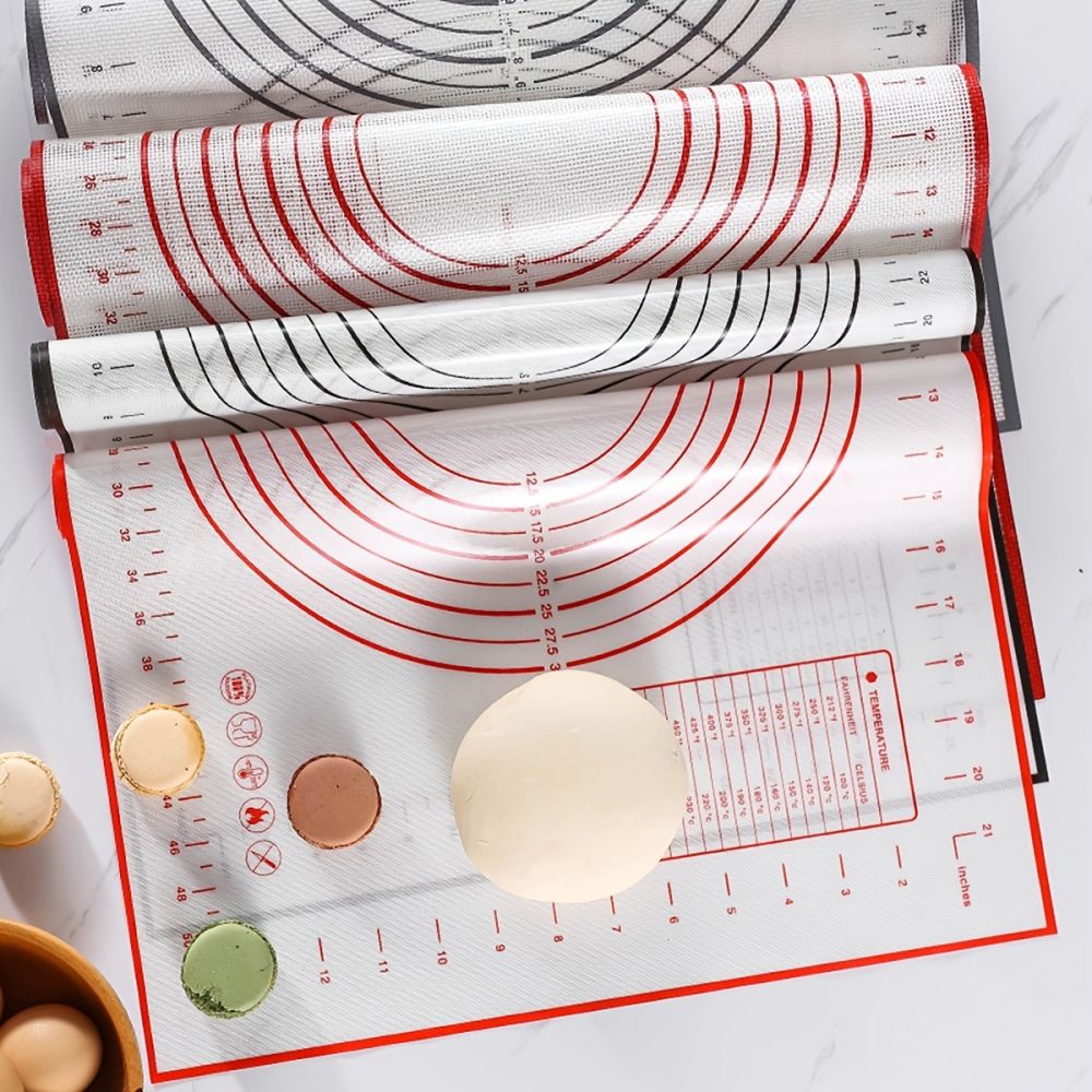 dropship 1pc Silicone Kneading Board; Thicken Multifunctional Non-stick; Roll Up Receive Kneading Pad; 40*60cm/15.7*23.6in; 26*29cm/10.2*11.4in