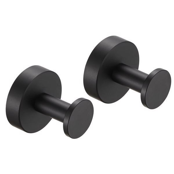 dropship Round Base with Screws- Matte Black Towel Hook; 2 Pack; for Entry Shoe Cabinet; Wardrobe Bathroom Bedroom Furniture Hardware