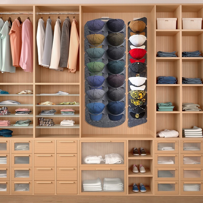 dropship Hanging Hat Organizers For Baseball Cap Felt Storage Holders For Bedroom Closet Space Saving Wall Door Felt Storage Rack