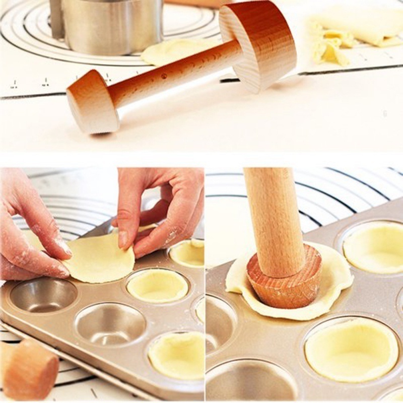 dropship 1pc Kitchen Gadgets Wood Egg Tart Pusher Double Side Tart Tamper Pastry Pusher Wooden Egg Tart Mold For Eggtart Mold Baking Cake Kitchen Tools