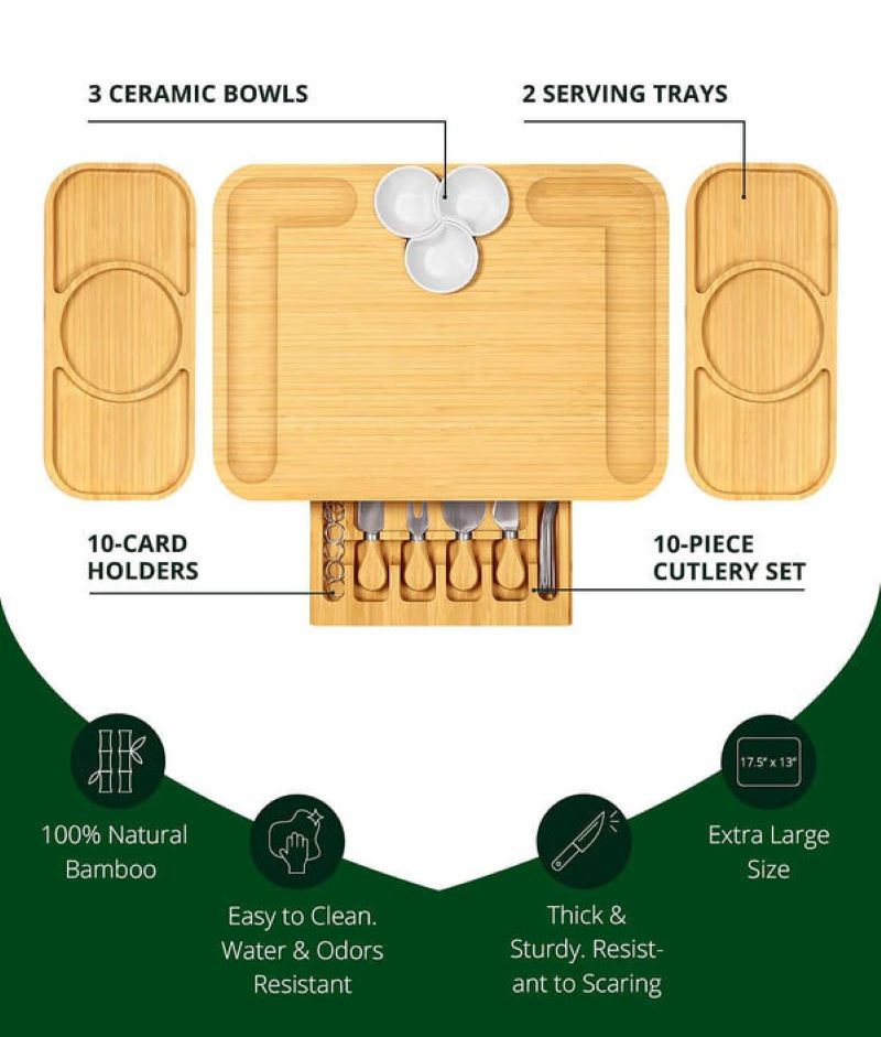 dropship Kitchen Natural Bamboo Cutting Board Bamboo Cheese Board Set