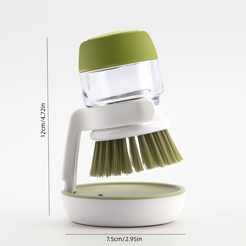 dropship 1pc Soap Dispensing Palm Brush With Holder; Soap Dispenser Scrub Brush; With Holder Storage Stand Set; Green; Grey