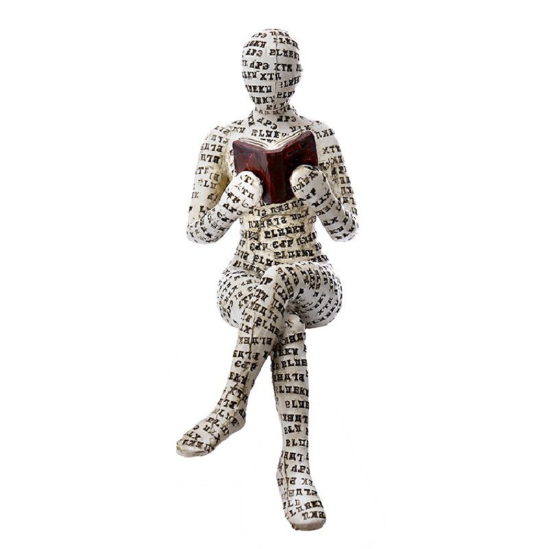 dropship Scandinavian Modern Style; Resin Statue Of Woman Reading; Thinker; Abstract Tabletop Sculpture; Home Decoration For Bedroom