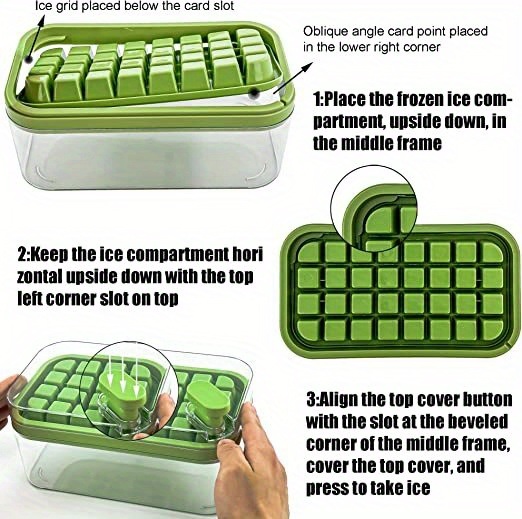 dropship Set Of 1 101oz Ice Cube Trays, 64 Pcs Silicone Ice Cube Tray With Lid And Bin, Ice Cube Molds For Freezer, Easy Release & Save Space, 2 Trays,Scoop For Whiskey, Cocktail | Food Grade PP