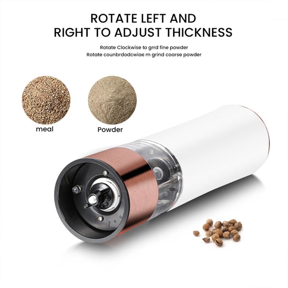 dropship 1PCS Electric Grinder Built In Light Adjustable Grind Size Stainless Steel Mill For Salt Pepper Spices Kitchen Tools