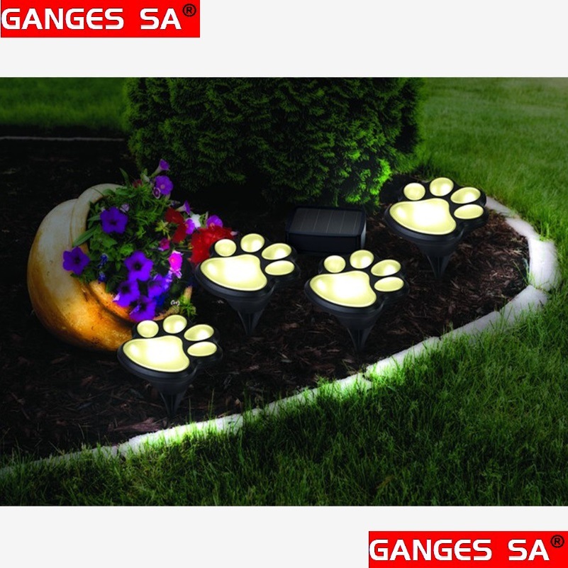 dropship 1pc GANGES SA Solar Garden String Lights; 4 Cat And Dog Footprint Lights; Solar Lawn Lights; Solar Landscape Fence String Lights; Outdoor Garden Decoration