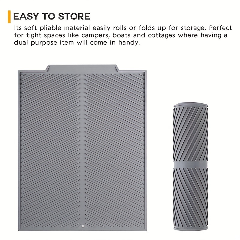 dropship 1pc Silicone Draining Board Mat, Folding Draining Mat, Large Drain Pad, Eco-Friendly Drainer Mat Heat Resistant Pot Mat Dishwasher Safe Trivet Mat, Kitchen Accessories