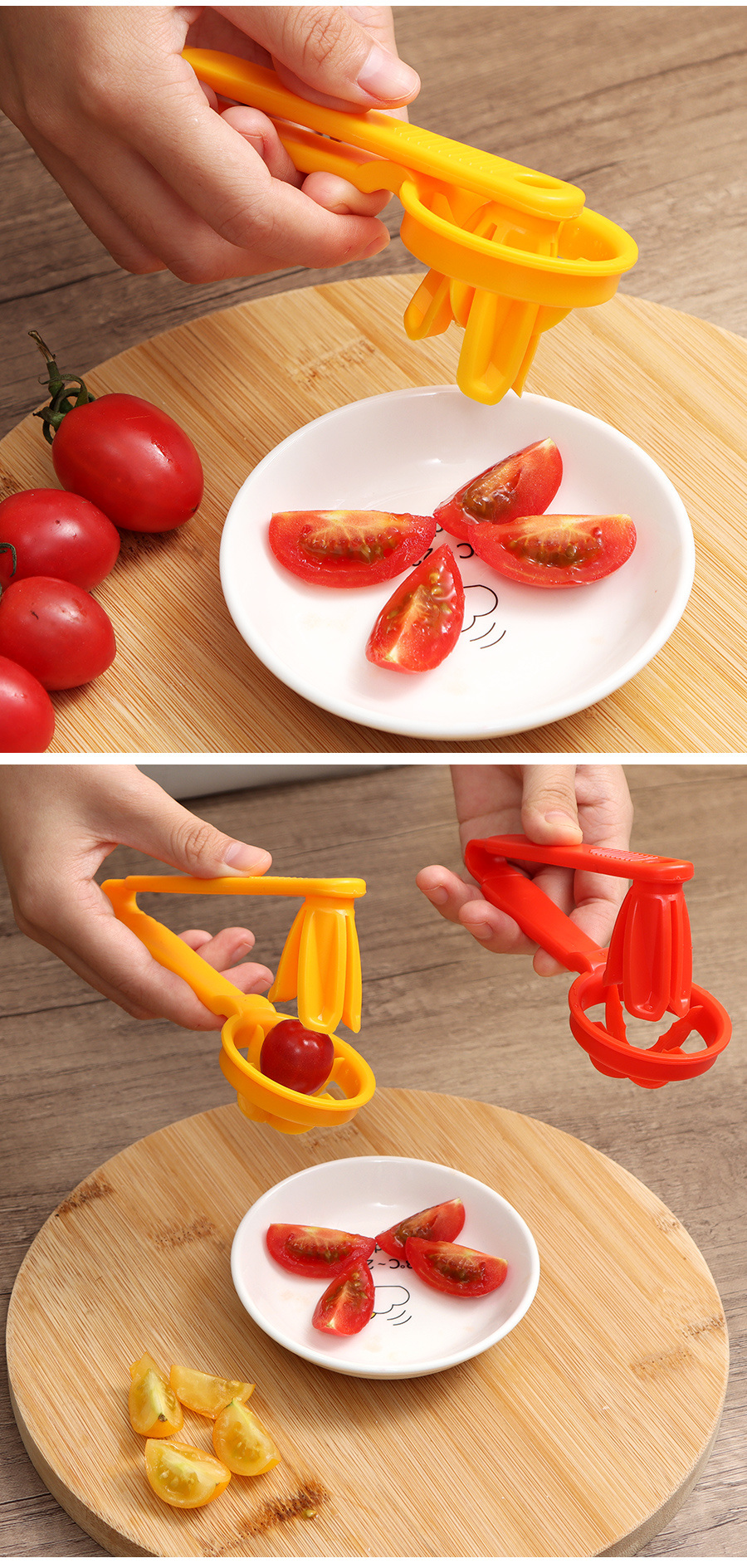 dropship 1pc Tomato Slicer Cutter Grape Tools Cherry Kitchen Pizza Fruit Splitter; Small Tomatoes Accessories Manual Cut Gadget