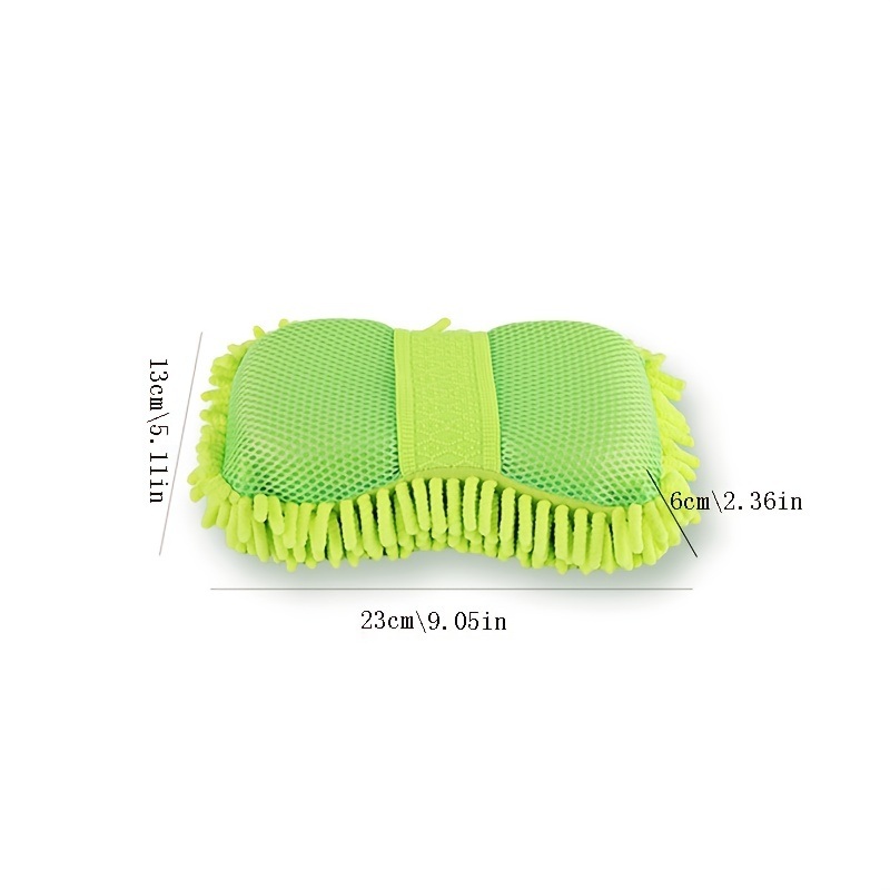 dropship 1pc Car Wash Mitt Chenille Microfiber Wash Sponge Scratch Free; Ultra Absorbent Microfiber Waffle Drying Towel For Car Detailing; Green; 9.05in*5.11in*2.75in