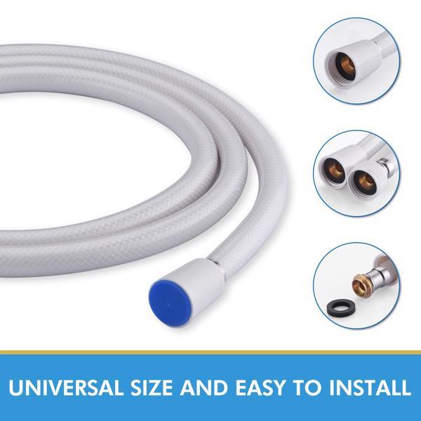 dropship PVC Shower Hose 71 Inches Extra Long Smooth Handheld Shower Hose Flexible Anti-Kink Handheld Shower Head Hose with brass spin inner core White