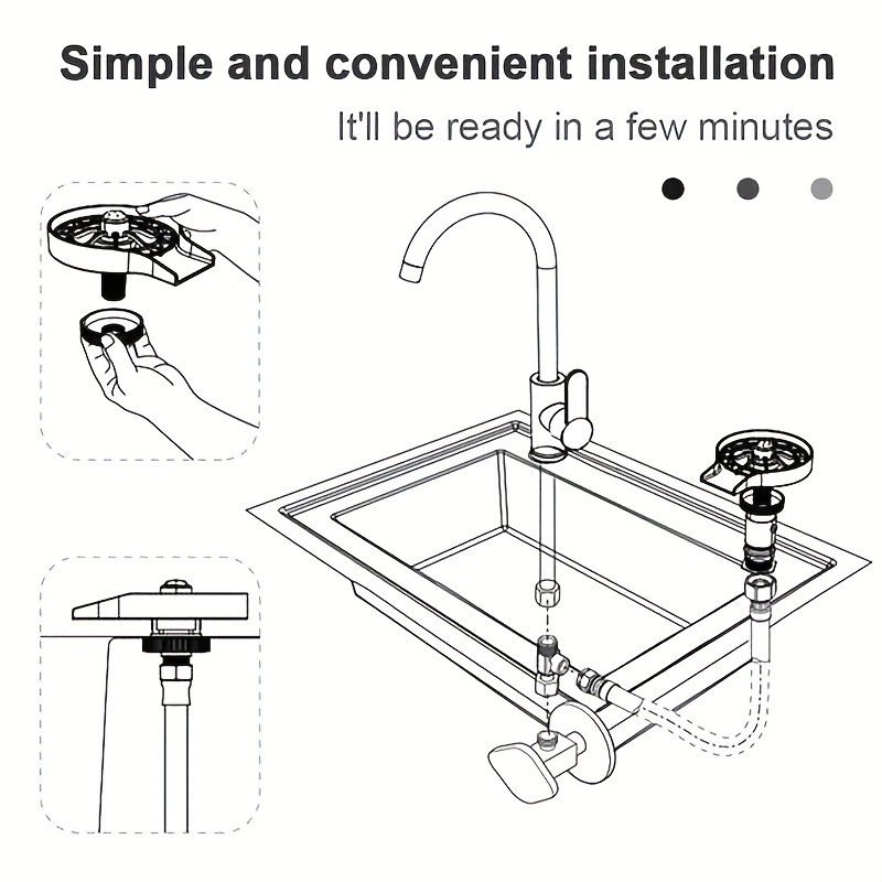 dropship 1pc Glass Rinser For Kitchen Sink; Bottle Cup Washer For Sink Attachment; Kitchen Bar Sink Cleaner; Bottle Washer; Kitchen Sink Automatic Flushing Device