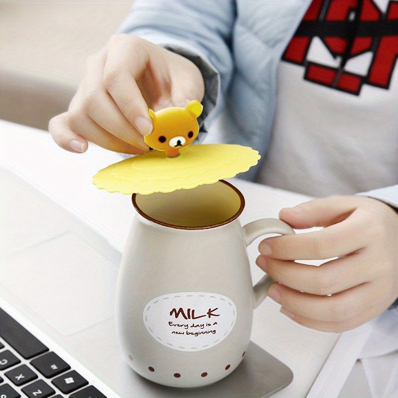 dropship 1pc Creative Silicone Cup Cover With Leak-proof And Dustproof Design; Suitable For Ceramic Tea Cup And Water Cup; Sealed Bowl Lid For Multi-purpose Use