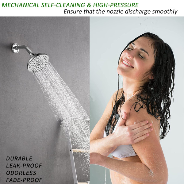 dropship 6 Spray Settings High Pressure Shower Head 5" Rain Fixed Showerhead - Chrome Adjustable Shower Head with Anti-Clogging Nozzles; Low Flow Easily Installation