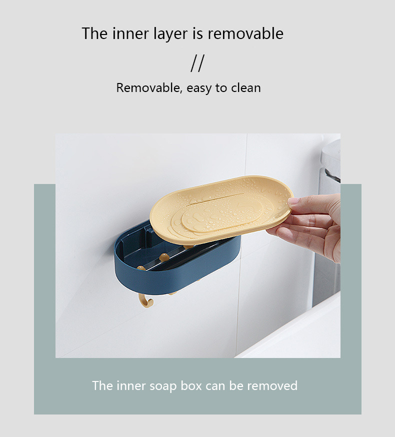 dropship Creative Draining Soap Box with Hook Household Double-Layer Punch-free Wall-Mounted Creative Soap Holder Bathroom Soap Holder