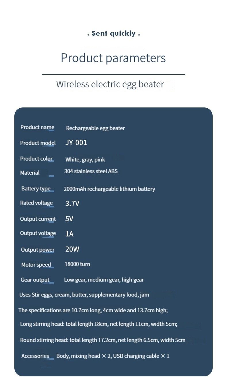 dropship Wireless Electric Food Mixer Portable 3 Speeds Egg Beater Baking Dough Cake Cream Mixer Kitchen Tools