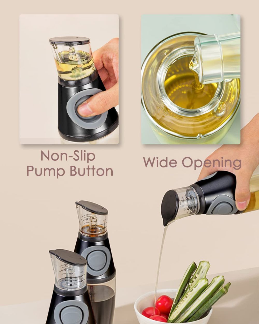 dropship 1pc Oil Dispenser Bottle; 17oz Olive Oil Dispenser Oil Sprayer; Clear Glass Refillable Oil And Vinegar Dispenser Bottle With Measuring Scale Pump For Kitchen; Cooking; Salads