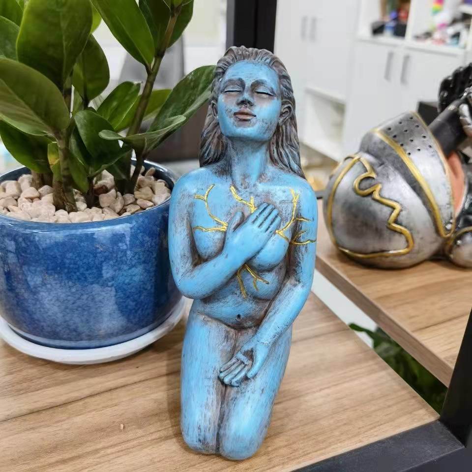 dropship Smurfs Self Healing Series Salvation Goddess Sculpture Resin Crafts Home Courtyard Decoration Car Gifts