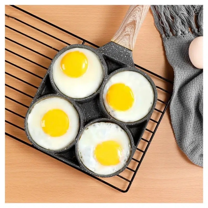 dropship 1pc Fried Egg Hamburger Maker; Non-stick Small Flat Bottom Household Frying Pan; Breakfast Egg Burger Pancake Pan Mold; Four-hole Fried Egg Pan