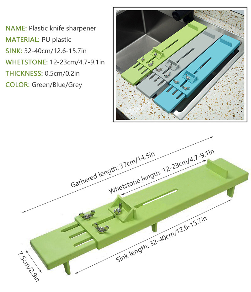 dropship 1pc Adjustable Over Sink Sharpening Stone Base Holder Retractable Non-slip Whetstone Grinding For Knife Sink Bridge Fits Kitchen