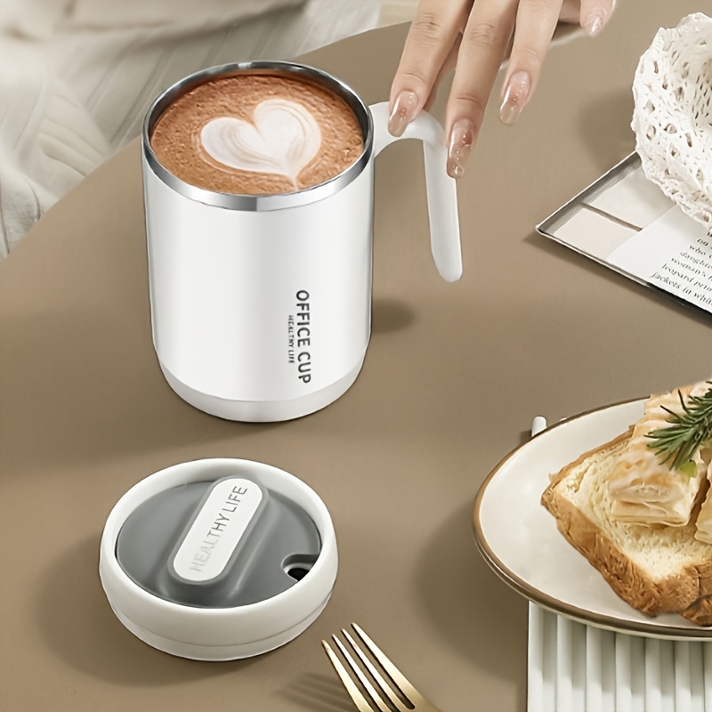 dropship 1pc Stainless Steel Cups With Lid; 16 Oz 304 Stainless Steel Tumblers Durable Coffee Mug With Splash Proof Sliding Lid; Drink With Lid Open; Non-Insulated Mug; Without Straw