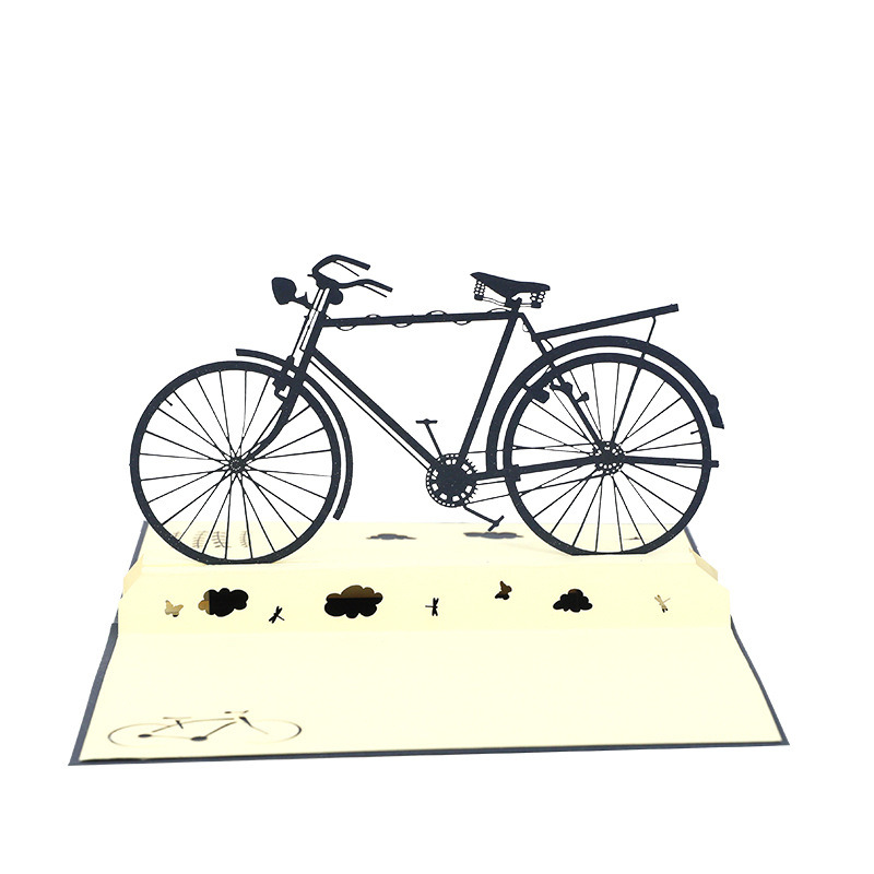 dropship 1pc Creative 3D Birthday Greeting Card; Handmade Hollow Retro Bicycle Blessing Card; Graduation Gift; Birthday Blessing Gift