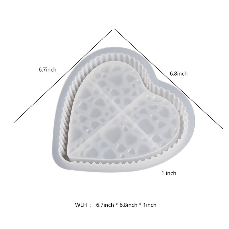 dropship 1pc Heart-shaped Striped Dewdrop Tray Saucer Love Water Pattern Storage Box Silicone Mold