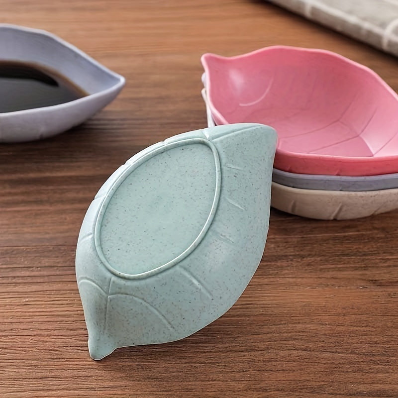 dropship 1pc Wheat Straw Leaf Shape Small Dish; Creative Snack Plate; Tableware; Vinegar Dish; Soy Sauce Dish; Bone Dish; Small Seasoning Dish