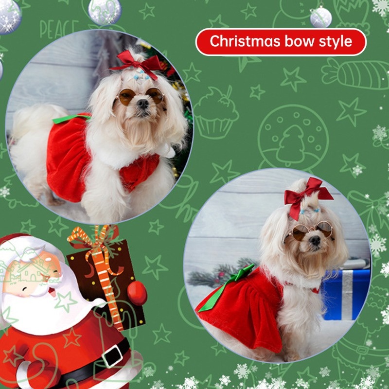 dropship Christmas Dog Dresses ForSmall Dog Clothes Christmas Cat Pet Dress Fancy Princess Puppy Dress Festival Apparel