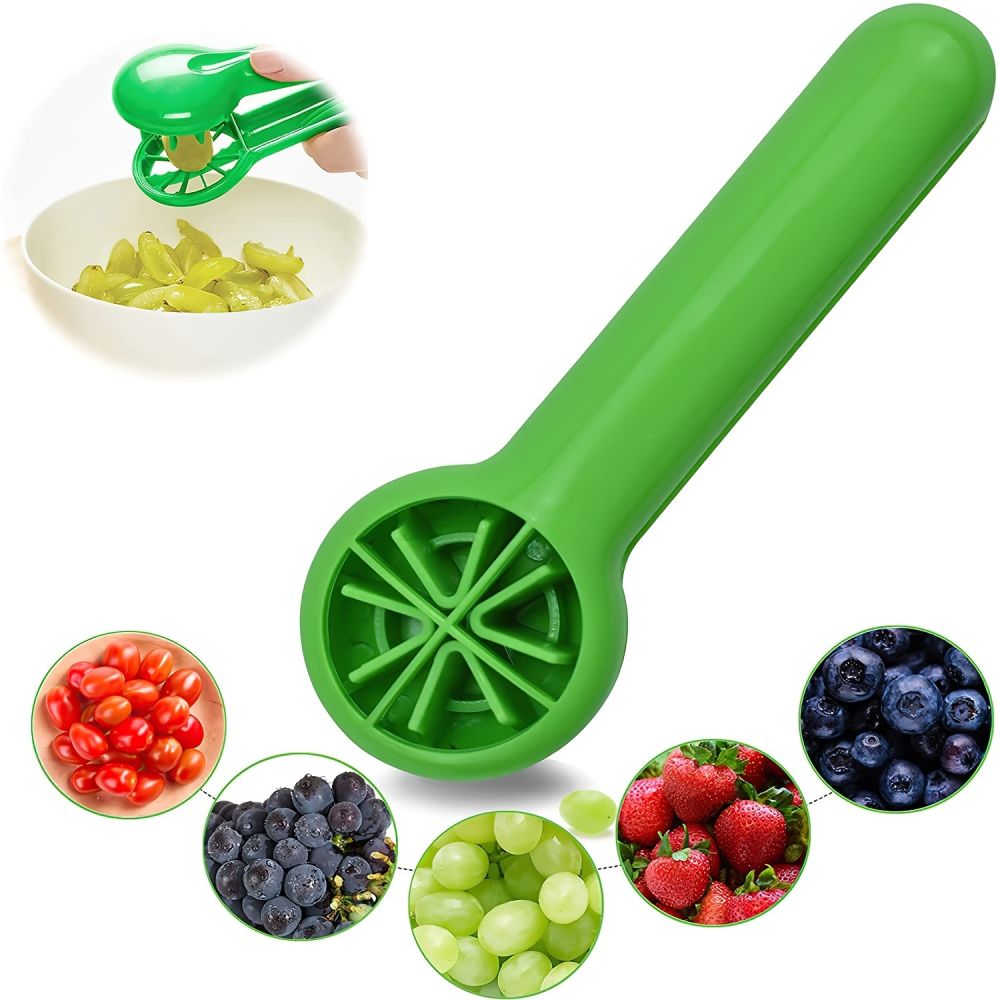 dropship 1pc; Grape Tomato Cherry Strawberry Cutter; Green Multifunctional Vegetable And Fruit Cutter; No Blade; Creative Kids Supplies; Kitchen Gadget