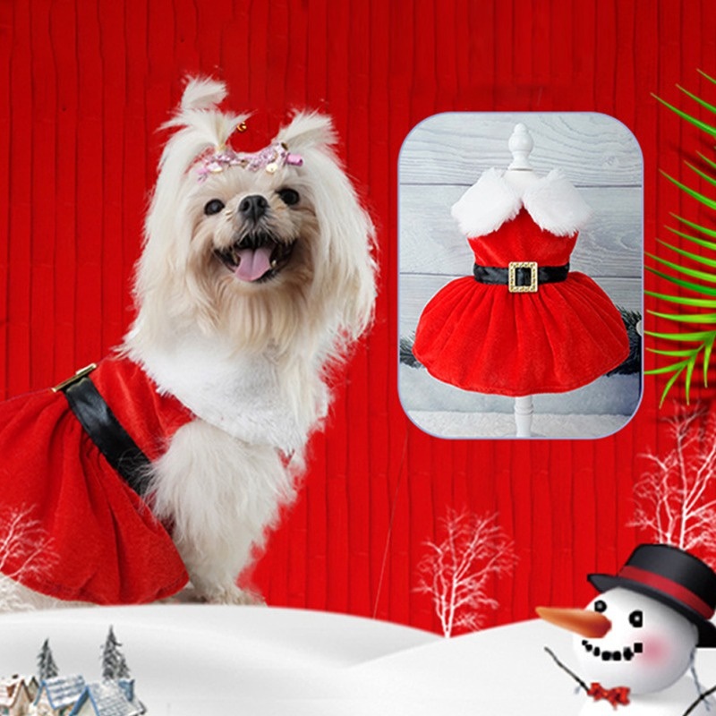 dropship Christmas Dog Dresses ForSmall Dog Clothes Christmas Cat Pet Dress Fancy Princess Puppy Dress Festival Apparel