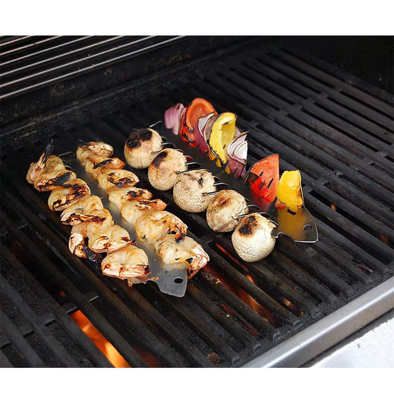 dropship Stainless steel barbecue skewer fish bone skewer skewer meat tool BBQ utensils BBQ grill grill mesh Proud Grill Slide