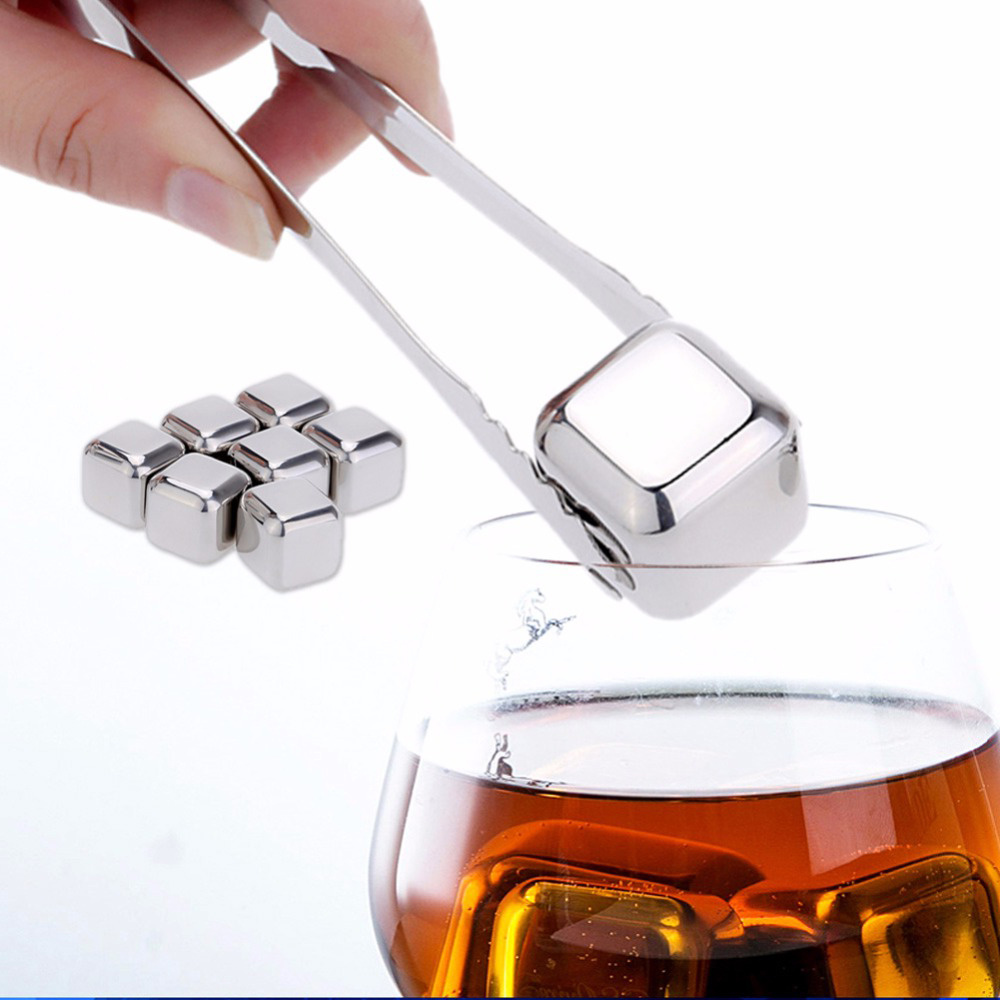 dropship Stainless Steel Ice Cubes Reusable Chilling Stones For Whiskey Wine Keep Your Drink Cold Longer Chilling Party Bar Tool
