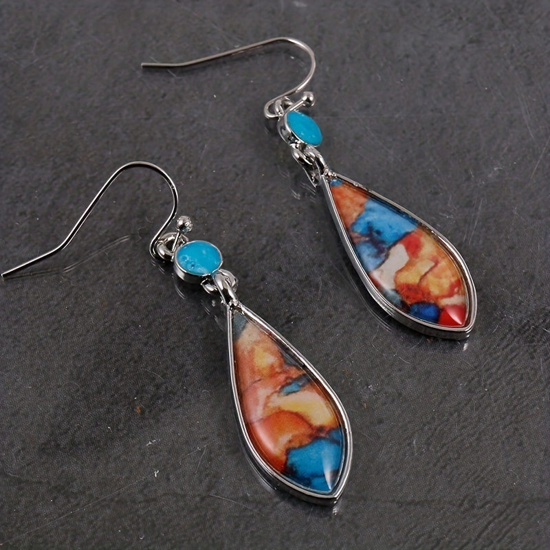 dropship 925 Sterling Silver Natural Turquoise Natural Gemstones Earrings Wedding Engagement Bride Jewelry